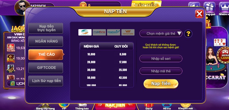 Nạp rút tiền tại 68 game bài nhanh chóng